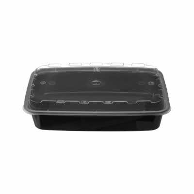 Контейнер под горячее ПП 830 мл ЧЕРНЫЙ с прозрачной крышкой ВЗЛП